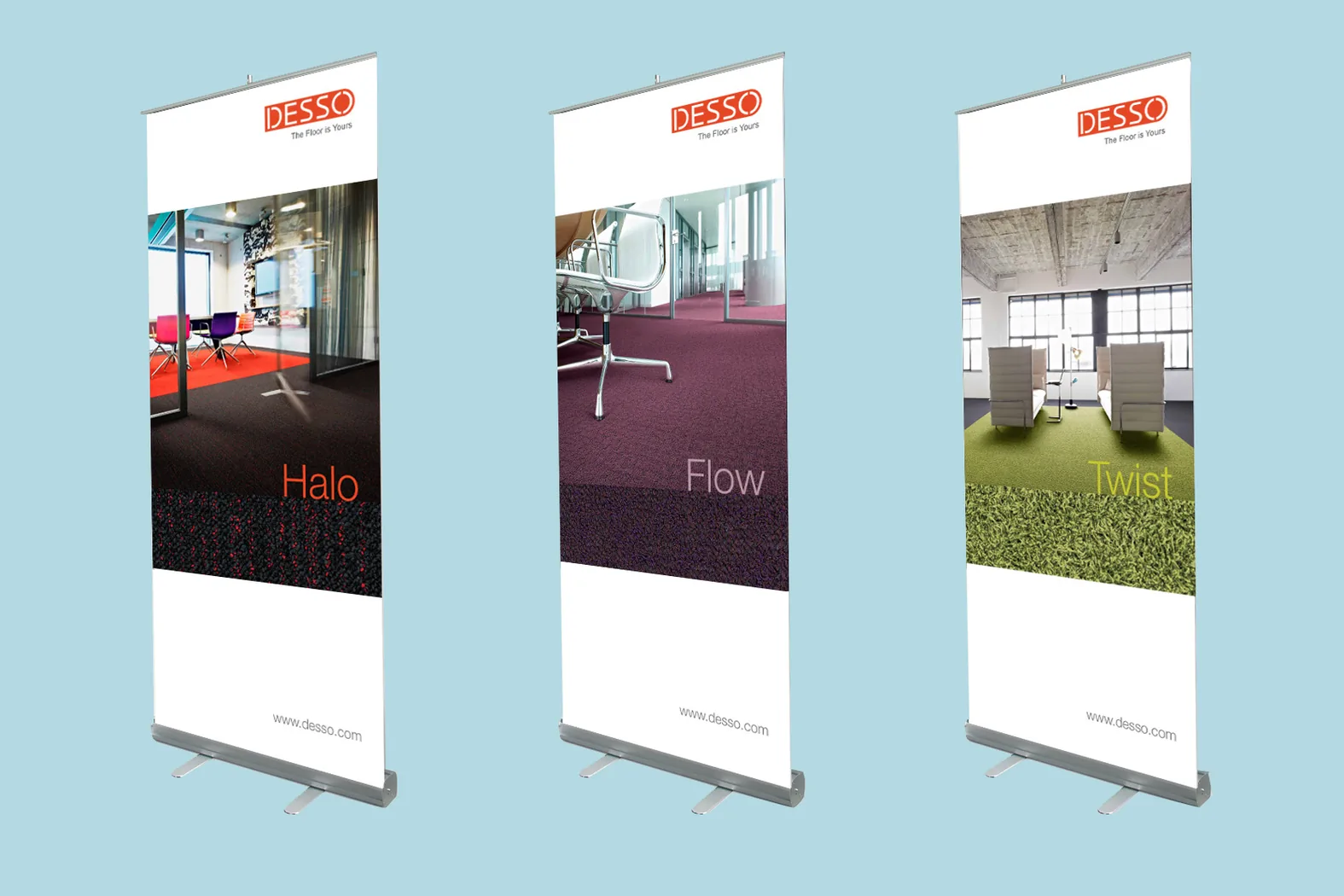 Roll-up display banner stands by City Images: three pull-up banners, full-colour print on tension-free cassette bases.