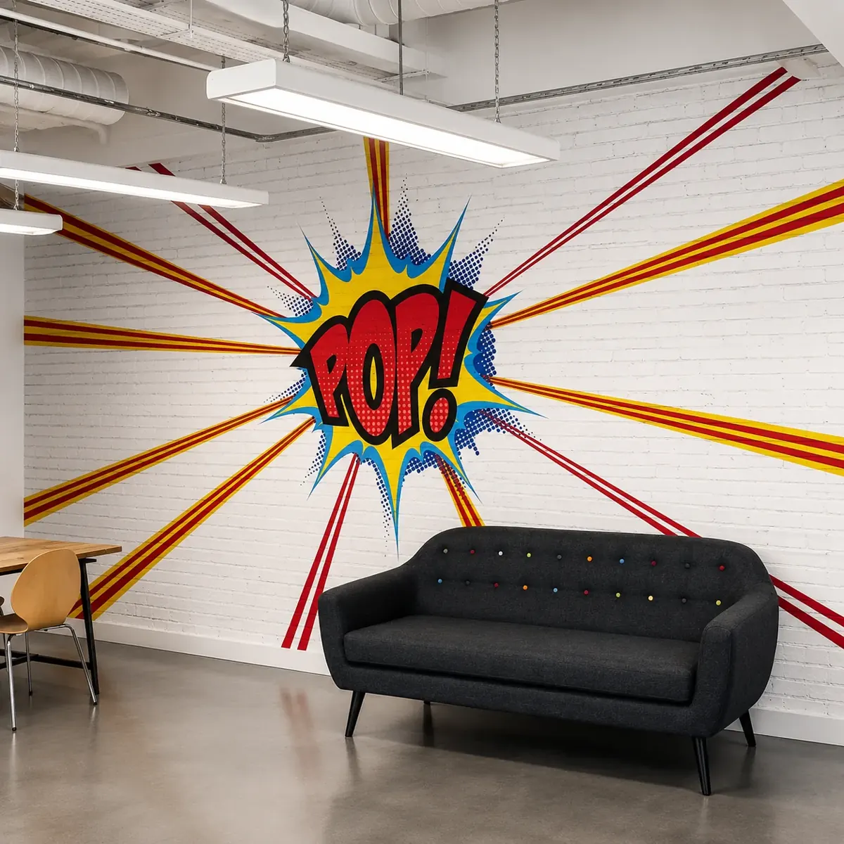Printed pop-art wall mural installed by City Images fitters in London
