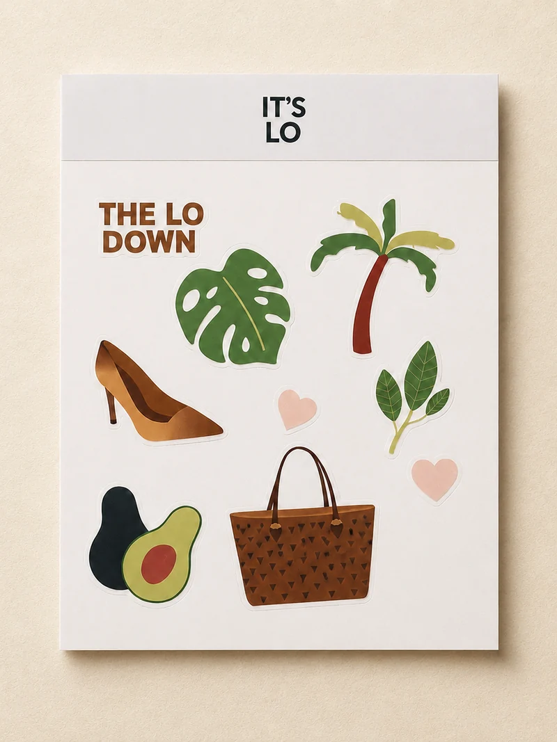 Kiss-cut lifestyle sticker sheet with a printed header card
