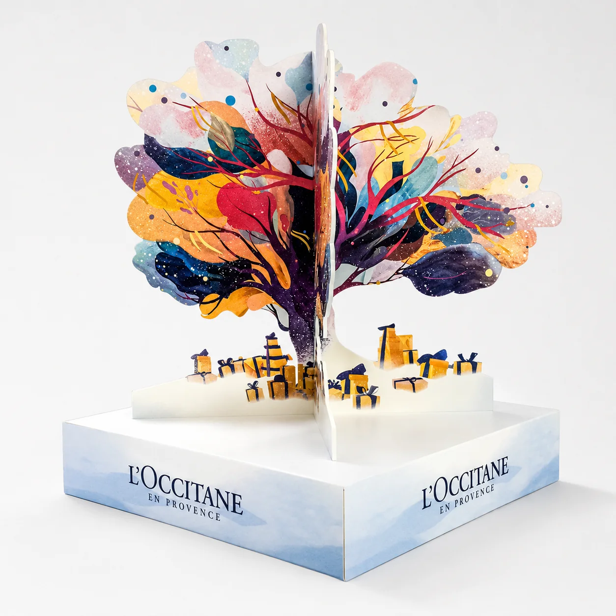 L'Occitane tree counter activation, printed counter display and structural prop produced by City Images London