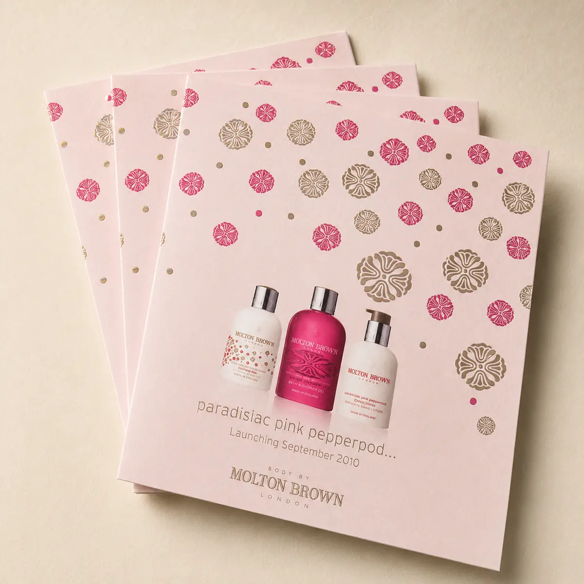 Product launch postcard flyers printed on silk stock in London