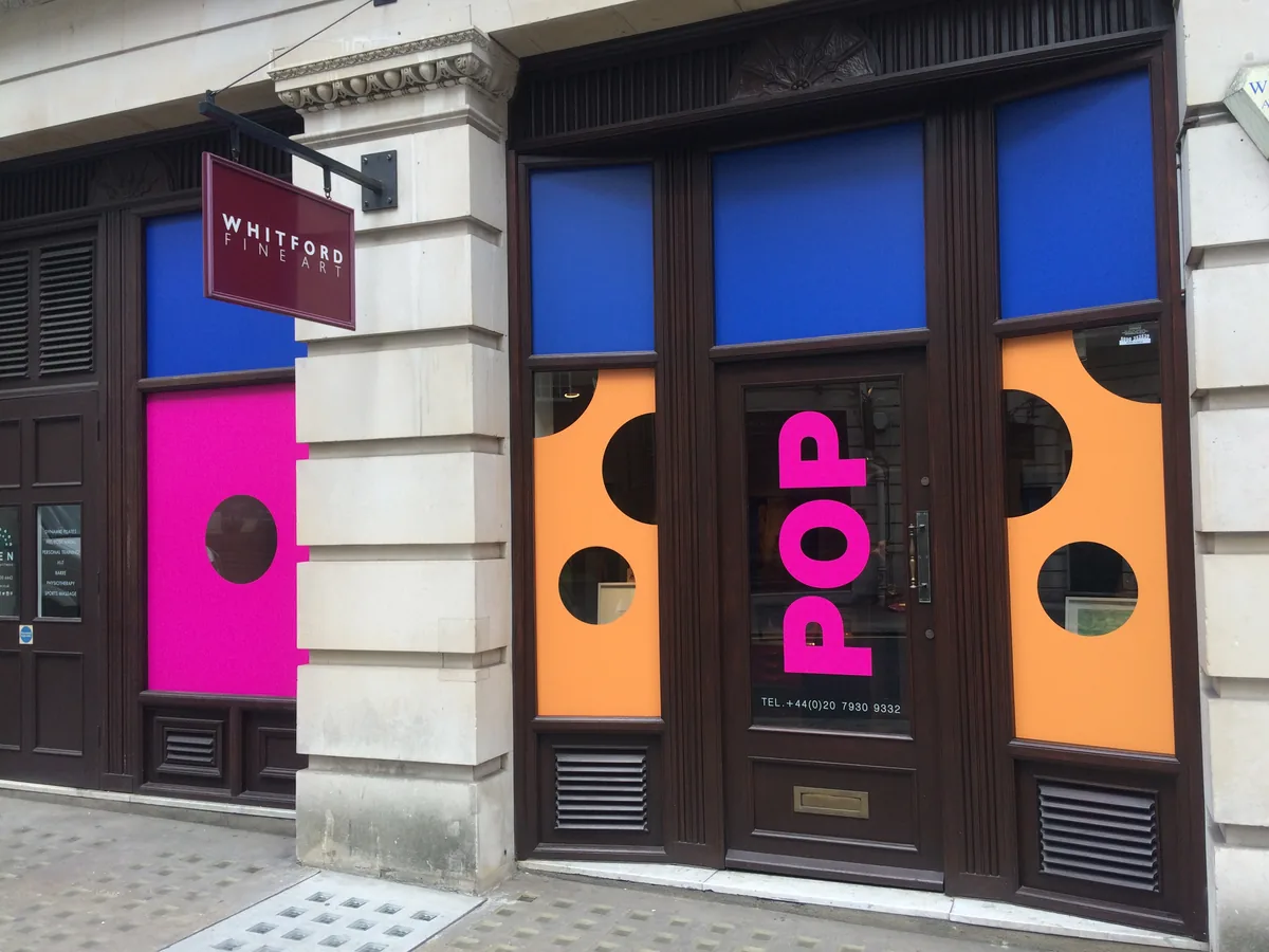 Cut vinyl window graphics on a London gallery front for an exhibition