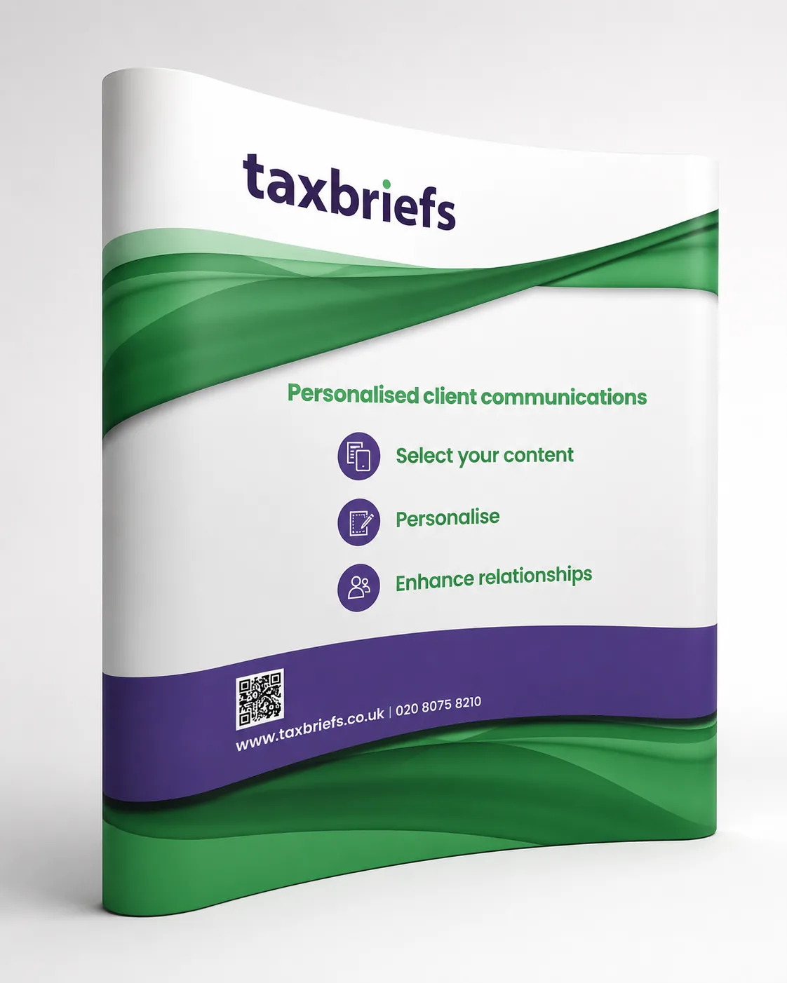 taxbriefs personalised client communications pop-up display printed by City Images