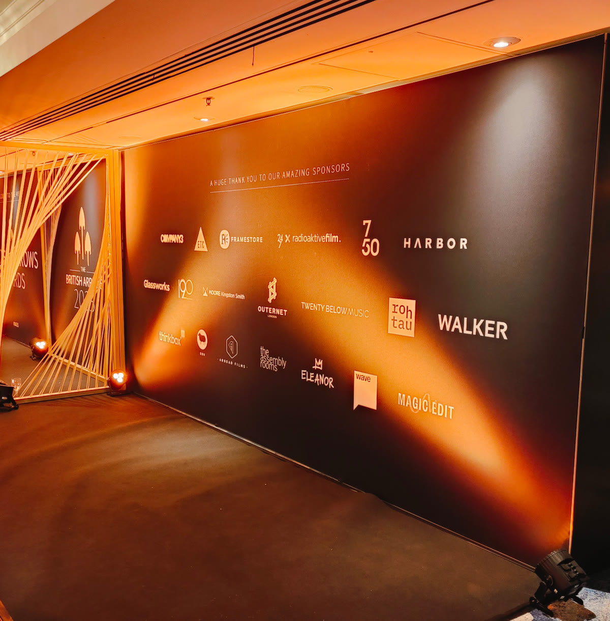 Large format display wall for the British Arrows awards