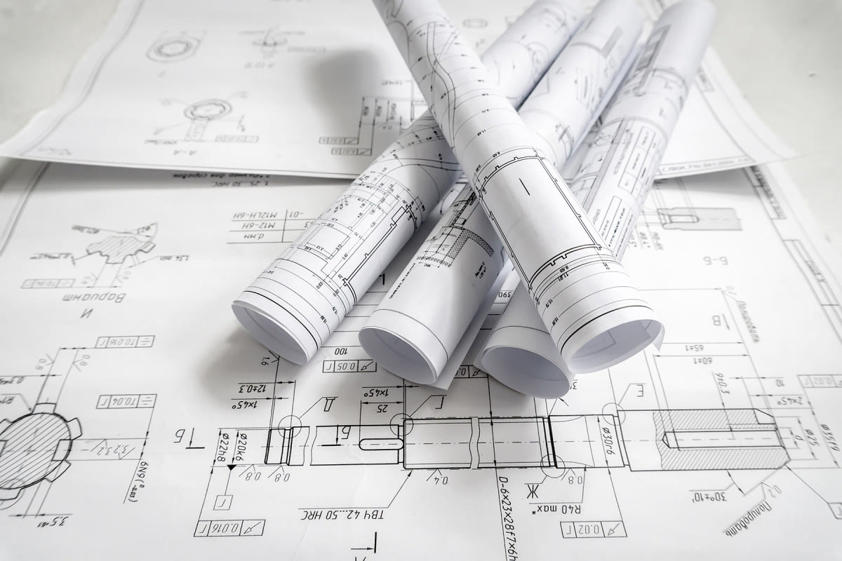 Rolled CAD drawings and plans